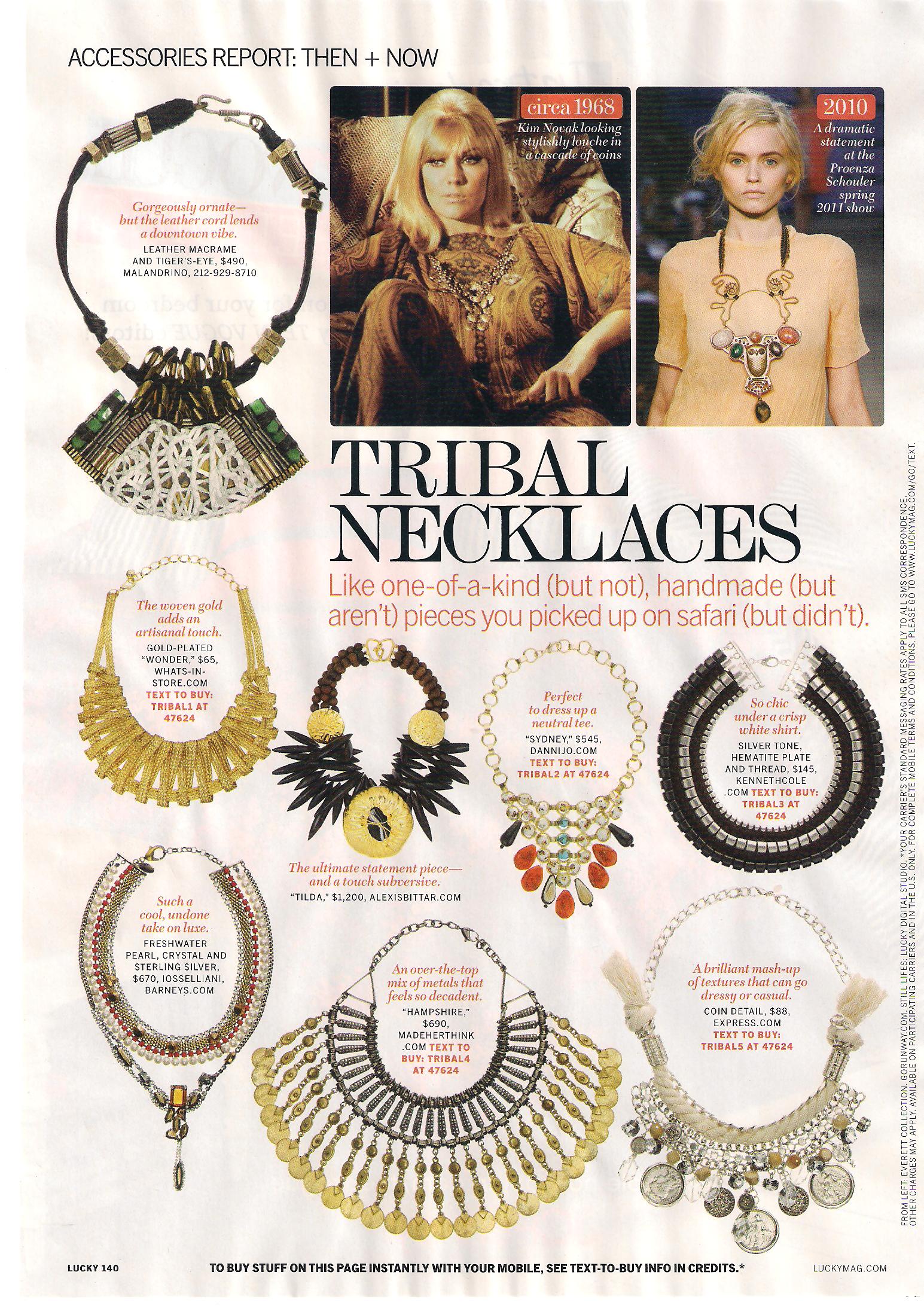 Tribal Pendants on Tribal Necklaces Hot Trend For Spring Summer 2011    Dee Dee Mcguire S